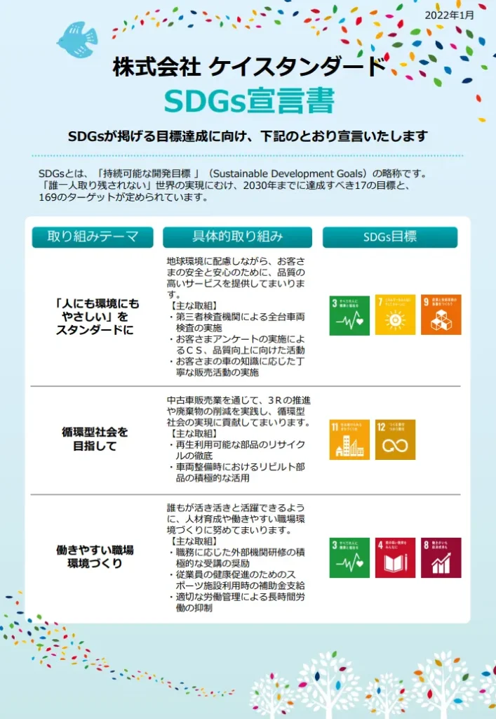 株式会社ケイスタンダードのSDGs宣言書